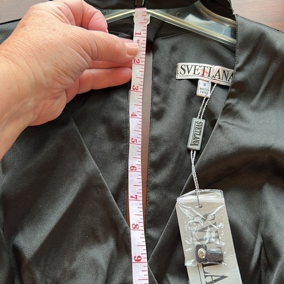 Svetlana size 8 & 4 high neck long sleeve sexy keyhole tuxedo tail ruching cuff - Picture 16 of 17